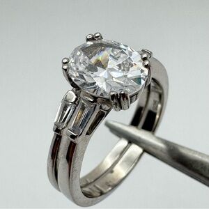 Sterling Silver CZ Double Band Engagement Style Ring Size 7 New